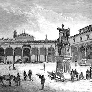 Piazza and church of the Santissima Annunziata, Florence, Italy, 1882