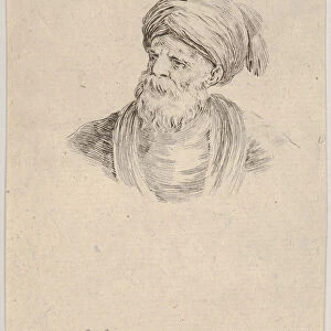 Plate 12: bust of an old Turkish man in a turban, looking towards the left