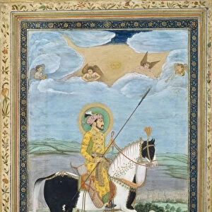 Portrait of Shah Jahan on Horseback, 17th century. Creator: Unknown