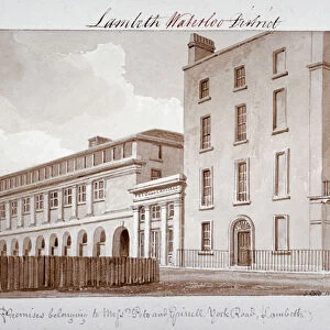Premises belonging to builders Peto and Grissell in York Road, Lambeth, London, 1828