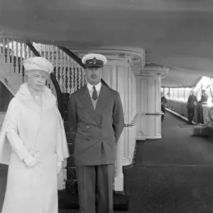 Queen Mary and Prince Henry aboard HMY Victoria and Albert, c1933