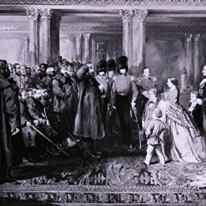 Queen Victoria presenting medals to the Guards after the Crimean War, 1856. Artist