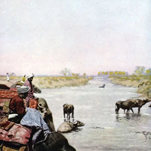 River scene, Central India, c1930s. Artist: Edward E Long