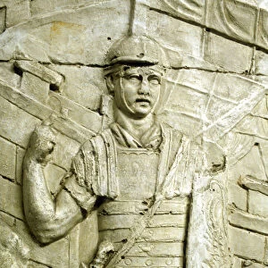 Roman legionary on sentry duty, from Trajans column, Rome, 106-113