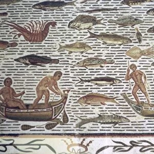 Roman mosaic of men fishing from boats, 2nd century BC