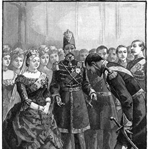 The Shah of Persia presenting his suit to Queen Victoria at Windsor, mid-late 19th century