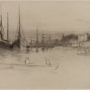 Steamboats off the Tower, 1875. Creator: James Abbott McNeill Whistler
