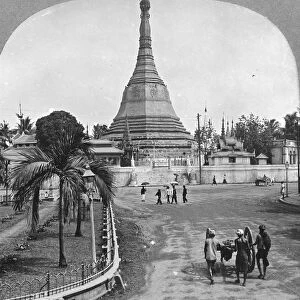 Sule Pagoda from Pagoda Street, Rangoon, Burma, 1908. Artist: Stereo Travel Co