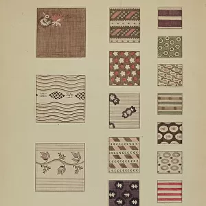 Textiles from Quilt, c. 1936. Creator: Millia Davenport