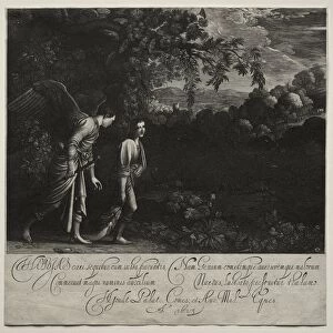 Tobias and the Angel (large plate). Creator: Hendrik Goudt (Dutch, 1585-1630)
