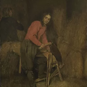 Trimming bales of hay, 1660-1684. Creator: Gaspar Netscher