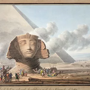 View of the head of the Sphinx and the Pyramid of Khafre, Giza, Egypt, c1790. Artist
