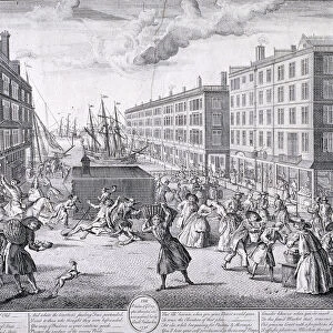 The view and humours of Billingsgate, London, 1736. Artist: Arnold Vanhaecken