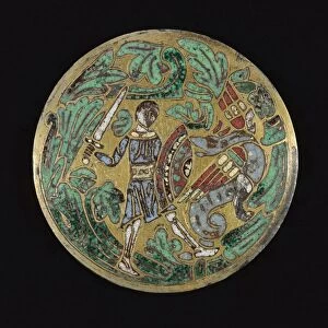 Warrior Fighting a Dragon, c. 1170-1180. Creator: Unknown