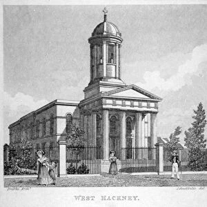 West Hackney Church on the east side of Stoke Newington Road, London, c1825