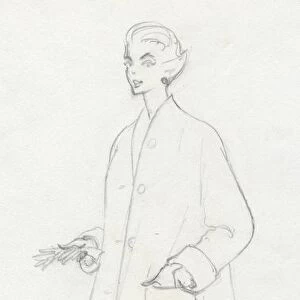 Woman in duster coat, c1950. Creator: Shirley Markham