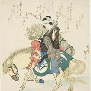 A woman from Ohara on horseback, Japan, 1834. Creator: Katsushika Taito