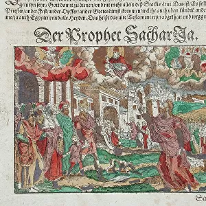 Zechariah's Vision: Christ's Entry into Jerusalem in the Background, 16th century. Creator: Jost Ammon