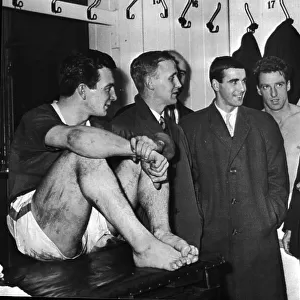 Everton players in the dressing room at Goodison park 1960