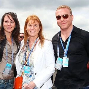 Formula One World Championship: HRH Sarah Ferguson with Sir Chris Hoy Cyclist and his girlfriend Sarra Kemp