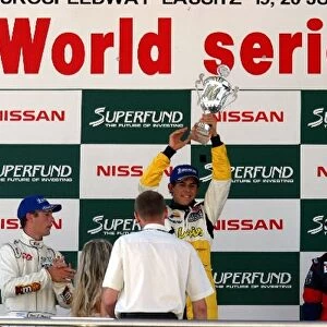 Nissan World Series Lights: Race 1 podium, Juan Cruz Alvarez Reyco-Meycom, Adrian Valles Escuela Lois Circuit, Matteo Pellegrino RC Motorsport