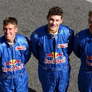 Red Bull Driver Search: The 3 chosen drivers L to R, Matt Jaskol, Dominique Claessens, and Colin Fleming