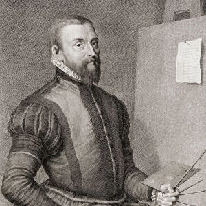 Anthonis Mor, also known as Anthonis Mor van Dashorst and Antonio Moro, c. 1517-1577. Dutch portrait painter. Mor worked extensively in European courts. One of his best known paintings is his portrait of Mary I "Bloody Mary"of England. This engraving by Carlo Gregori is based on Mors own self portrait