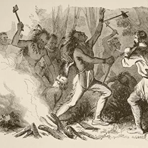 The Battle Of Bloody Brook On September 18, 1675 During King Philips War Between American Indians And English Colonists In Present Day New England. From A 19Th Century Illustration