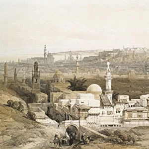 Cairo from the gate of Citzenib, looking towards the desert of Suez. After a work by Scottish artist David Roberts, 1796-1864 and Belgian lithographer Louis Haghe, 1806-1885