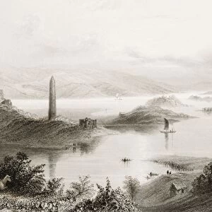Devenish Island, Loch Erne, County Fermanagh, Ireland. Drawn By W. H. Bartlett, Engraved By J. C. Armytage. From "The Scenery And Antiquities Of Ireland"By N. P. Willis And J. Stirling Coyne. Illustrated From Drawings By W. H. Bartlett. Published London C. 1841