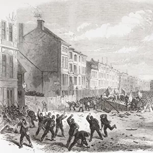 The election riot in the Great Market Square, Nottingham, England, 1865. Due to an absence of deterrents, electoral rioting increased through the centuries along with bribery and corruption. From The Illustrated London News, published 1865