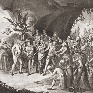 French Revolutionary Engraving Showing Louis Xvi Arriving In Hell. From A Contemporary Print