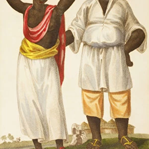 Mandinka Couple Of West Africa. Also Known As Mandinko, Mandingo Or Malinke. From An Original Engraving Published 1802