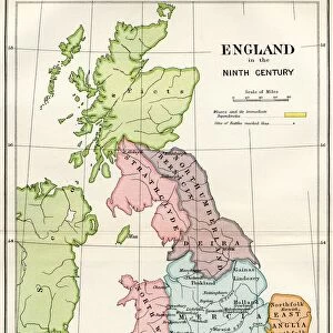 Map Of England In The Ninth Century From A Short History Of The English People By John Richard Green Published By Macmillan And Co 1911
