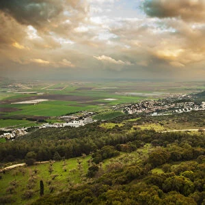 Mount Carmel With Glowing Clouds Over Jezreel Valley; Israel