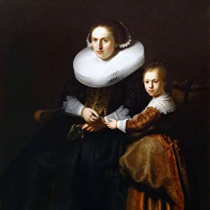 Painting titled Susanna van Collen and her Daughter Anna by Rembrandt Harmenszoon van Rijn