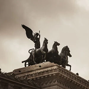 On Either Side Of The Roof-Top Viewing Area Was The Goddess Victoria Riding On Quadrigas; Rome, Italy