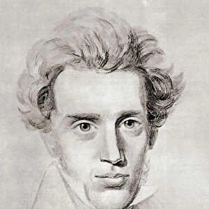SA┼¥ren Aabye Kierkegaard, 1813 - 1855. Danish philosopher, theologian, poet, social critic and religious author. After a contemporary print