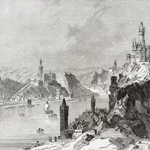 Sankt Goar And The Burg Rheinfels, Rhineland-Palatinate, Germany In The 17Th Century. From Pictures From The German Fatherland Published C. 1880
