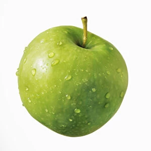 Apple, Malus domestica Granny Smith, Cut out on white of a one green apple with