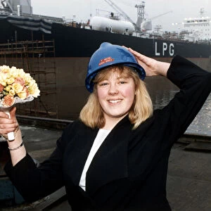 17-year-old Tammy Wood was among the workers celebrating the naming of the ship Helice