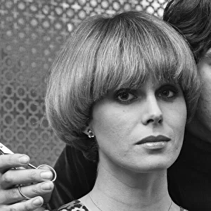 Actress Joanna Lumley models her "Purdey"haircut with its creator