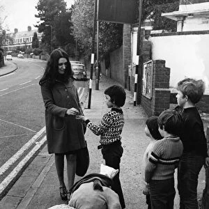Children with their guy on a Cardiff Street. 25th October 1974