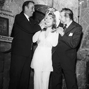 Christopher Lee British Actor with Uta Levka and Vincent Price who co-star in the film