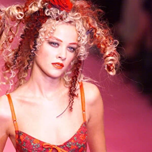 Clothing by Betsey Johnson 1998 modelled by Model during London Fashion Week