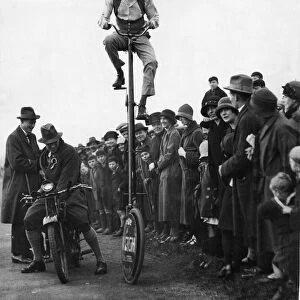 Doncaster Infirmary Appeal October 1925 A student on a tall unicycle attempts to