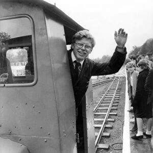 Driver John Bainbridge at the opening of the South Tynedale narrow gauge scenic railway