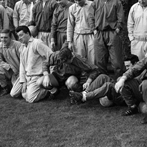England team training session at Lea Green, Derbyshire. Jimmy Greaves fooling