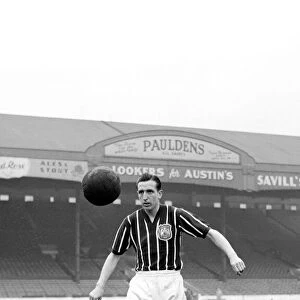 FA Cup Final 1956. Manchester City player Ken Barnes warming up in his Wembley kit
