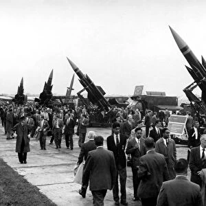 General view of The Royal Artillery Missile Park at the Farnborough Air Show showing a